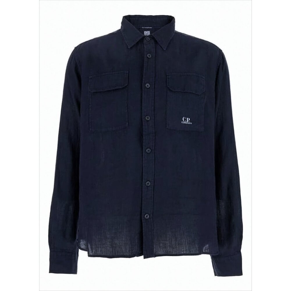 C.P. COMPANY Lightweight Linen Long-Sleeve Shirt with Classic Collar